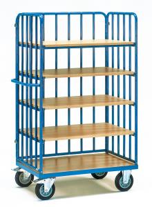 Etagenwagen 500 kg, 5 Böden, 1 Längswand, 1200 x 800 mm