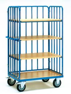 Etagenwagen 500 kg, 4 Böden, 1 Längswand, 1200 x 800 mm